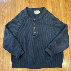 Vintage Islander Henley Sweater Canada Blue Chunky Knit Mens 48 XL Fisherman